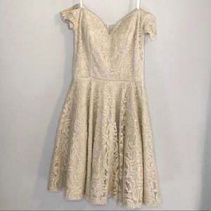B Smart Cream and Gold Glitter Dress